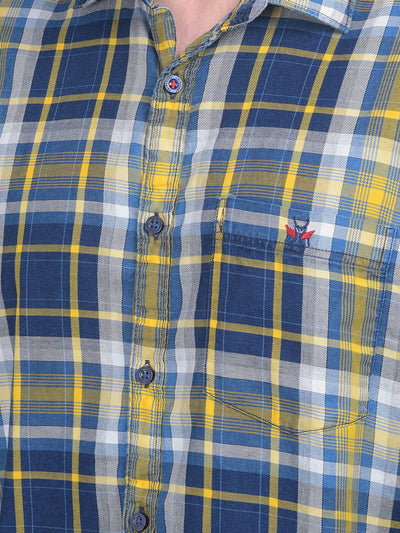 Mustard Tartan Check 100% Cotton Shirt-Men Shirts-Crimsoune Club