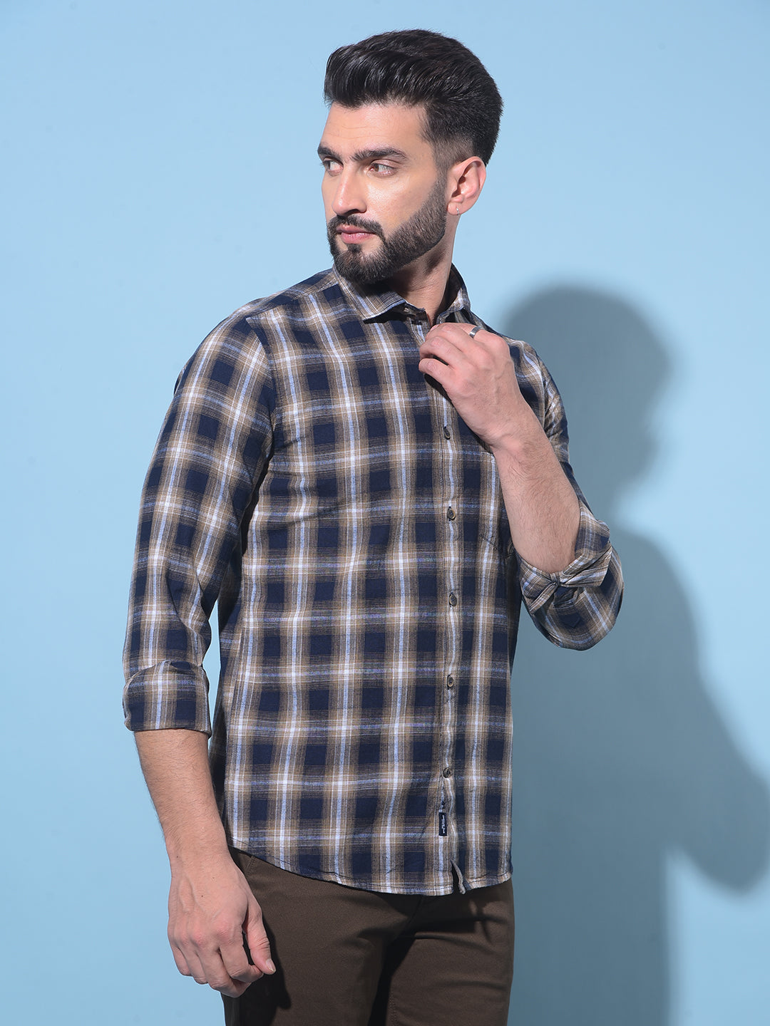 Black Tartan Check 100% Cotton Shirt-Men Shirts-Crimsoune Club