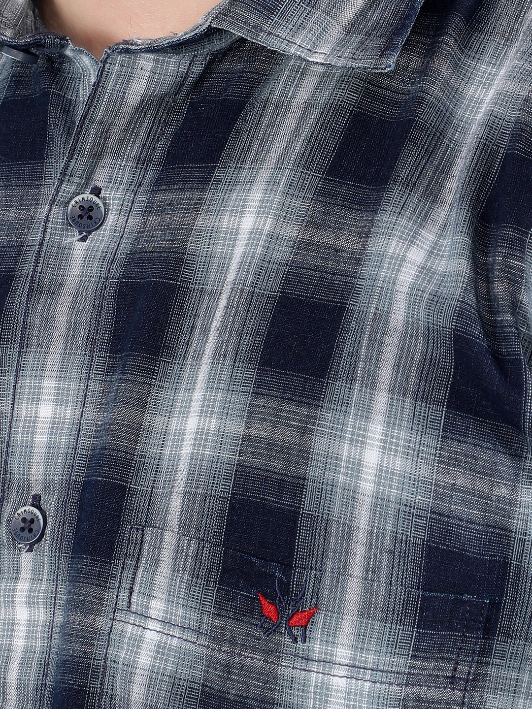 Blue Tartan Check 100% Cotton Shirt-Men Shirts-Crimsoune Club