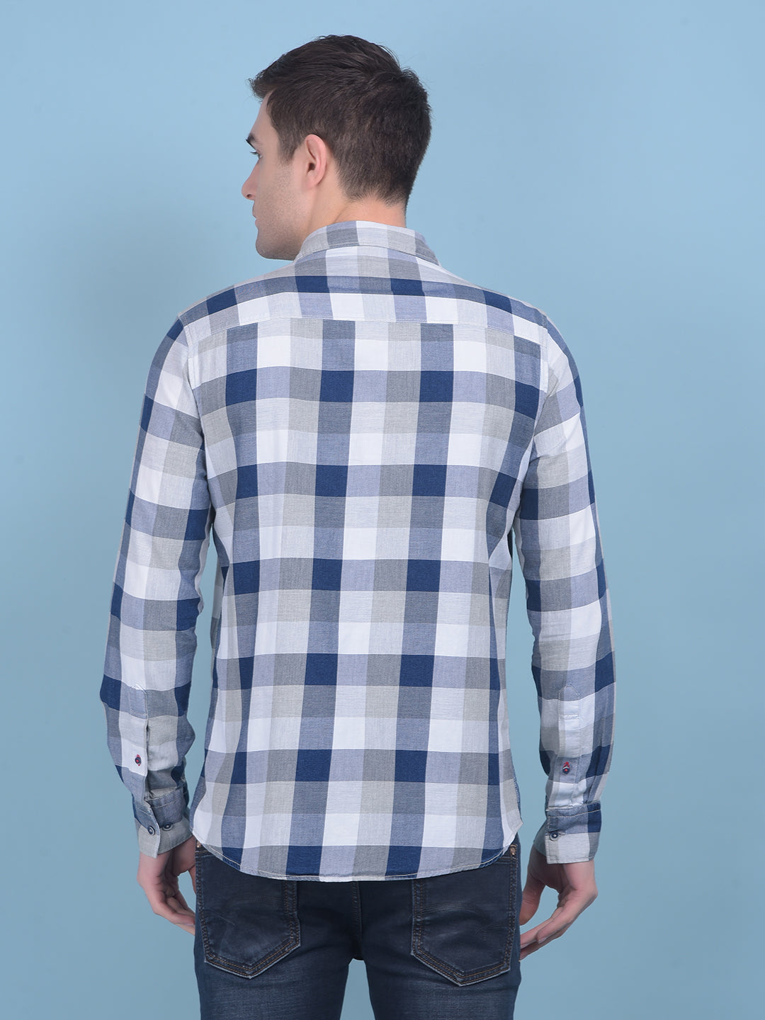 Grey Tartan Check 100% Cotton Shirt-Men Shirts-Crimsoune Club