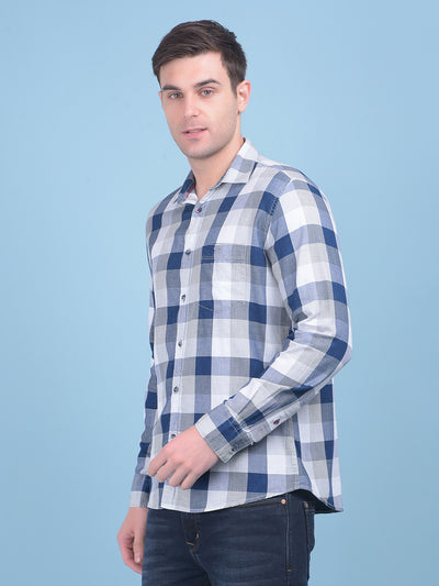 Grey Tartan Check 100% Cotton Shirt-Men Shirts-Crimsoune Club