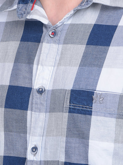 Grey Tartan Check 100% Cotton Shirt-Men Shirts-Crimsoune Club