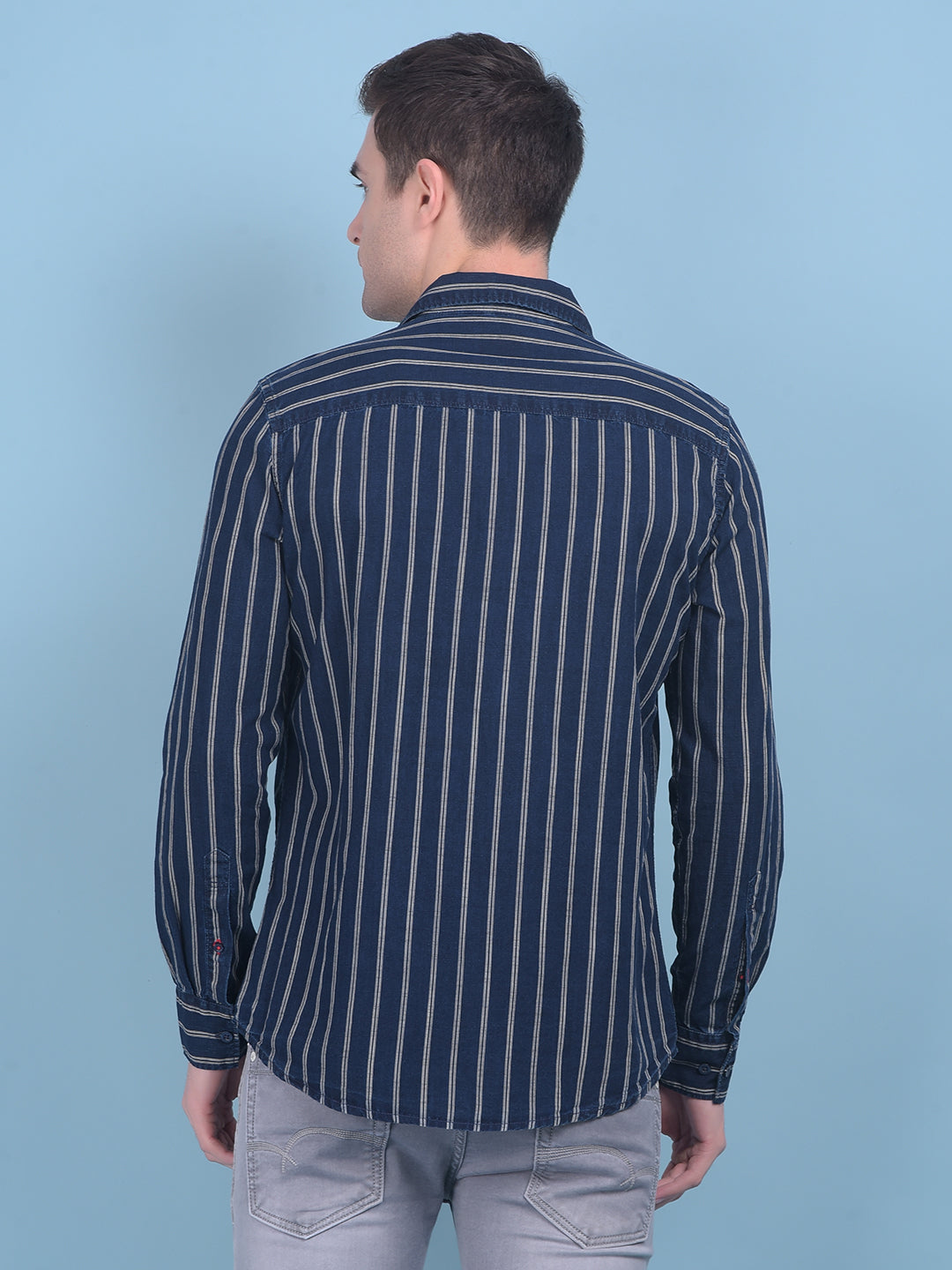 Black Vertical Striped 100% Cotton Shirt-Men Shirts-Crimsoune Club