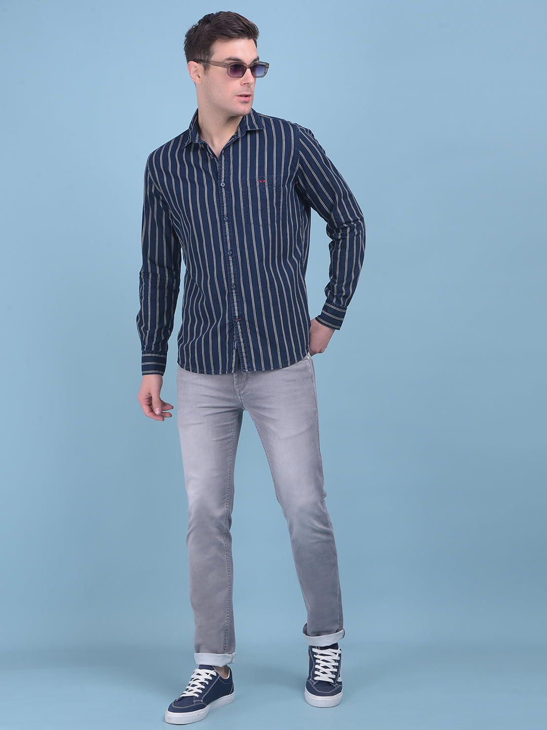 Black Vertical Striped 100% Cotton Shirt-Men Shirts-Crimsoune Club