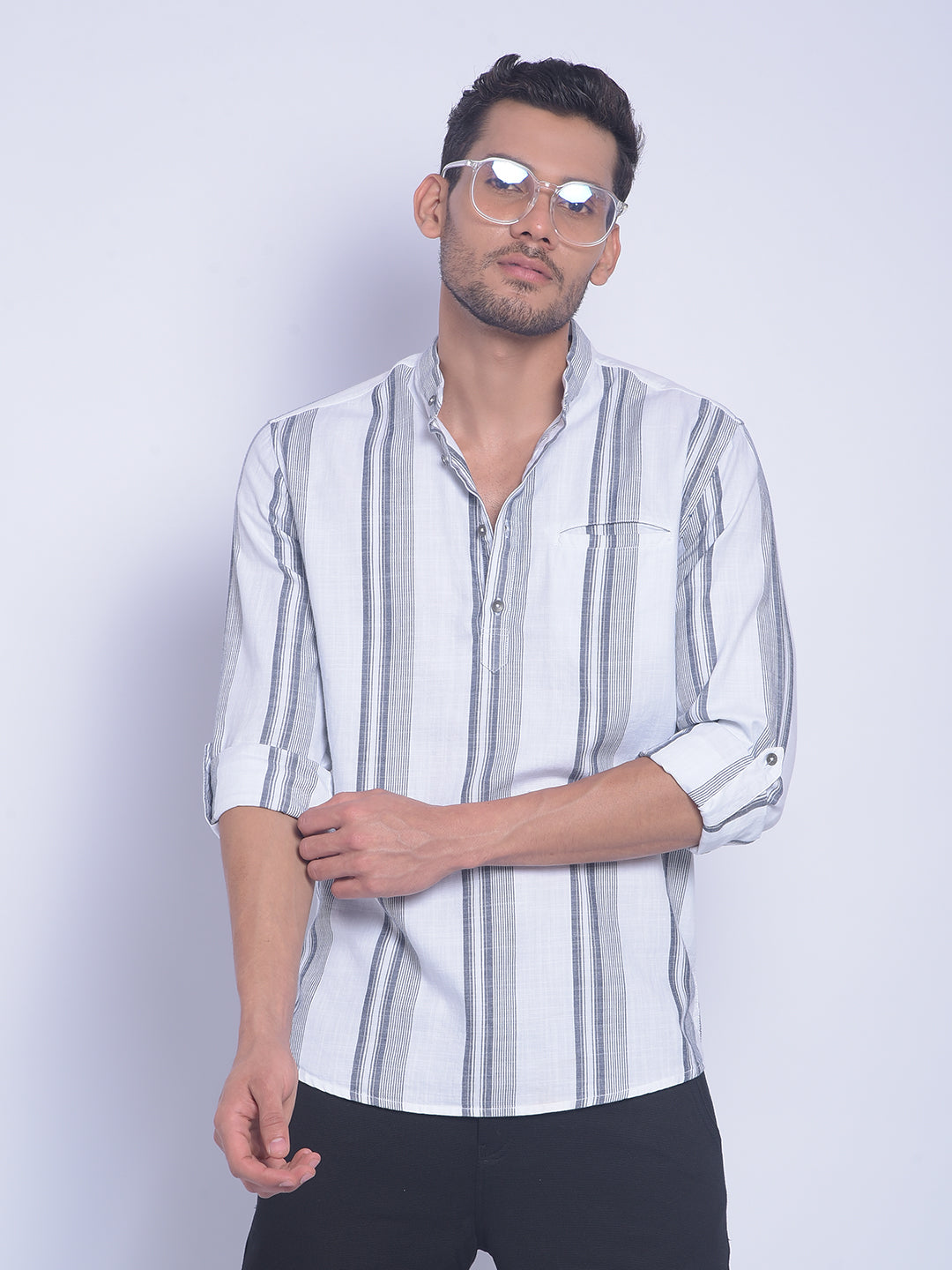 White Striped Shirt-Men Shirts-Crimsoune Club