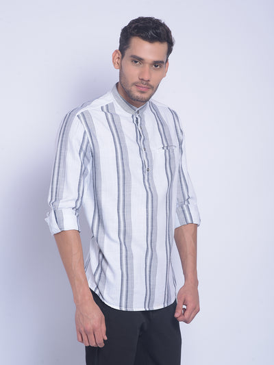 White Striped Shirt-Men Shirts-Crimsoune Club