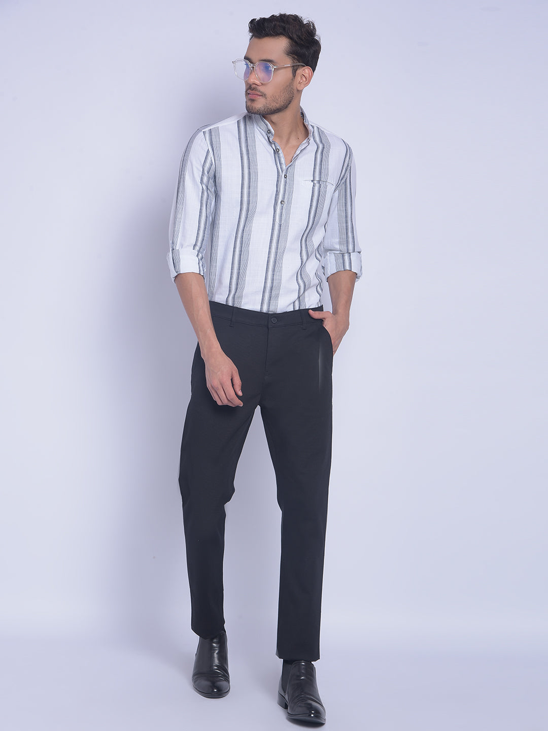 White Striped Shirt-Men Shirts-Crimsoune Club