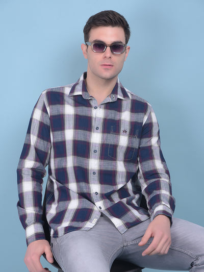 Wine Tartan Check 100% Cotton Shirt-Men Shirts-Crimsoune Club