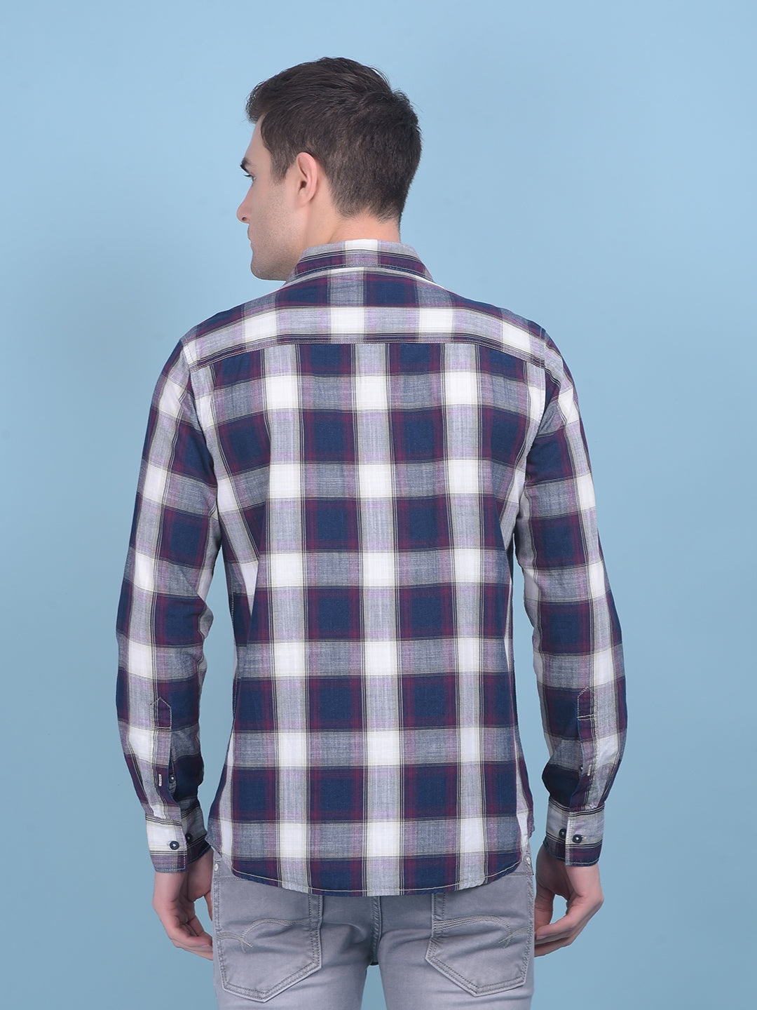 Wine Tartan Check 100% Cotton Shirt-Men Shirts-Crimsoune Club