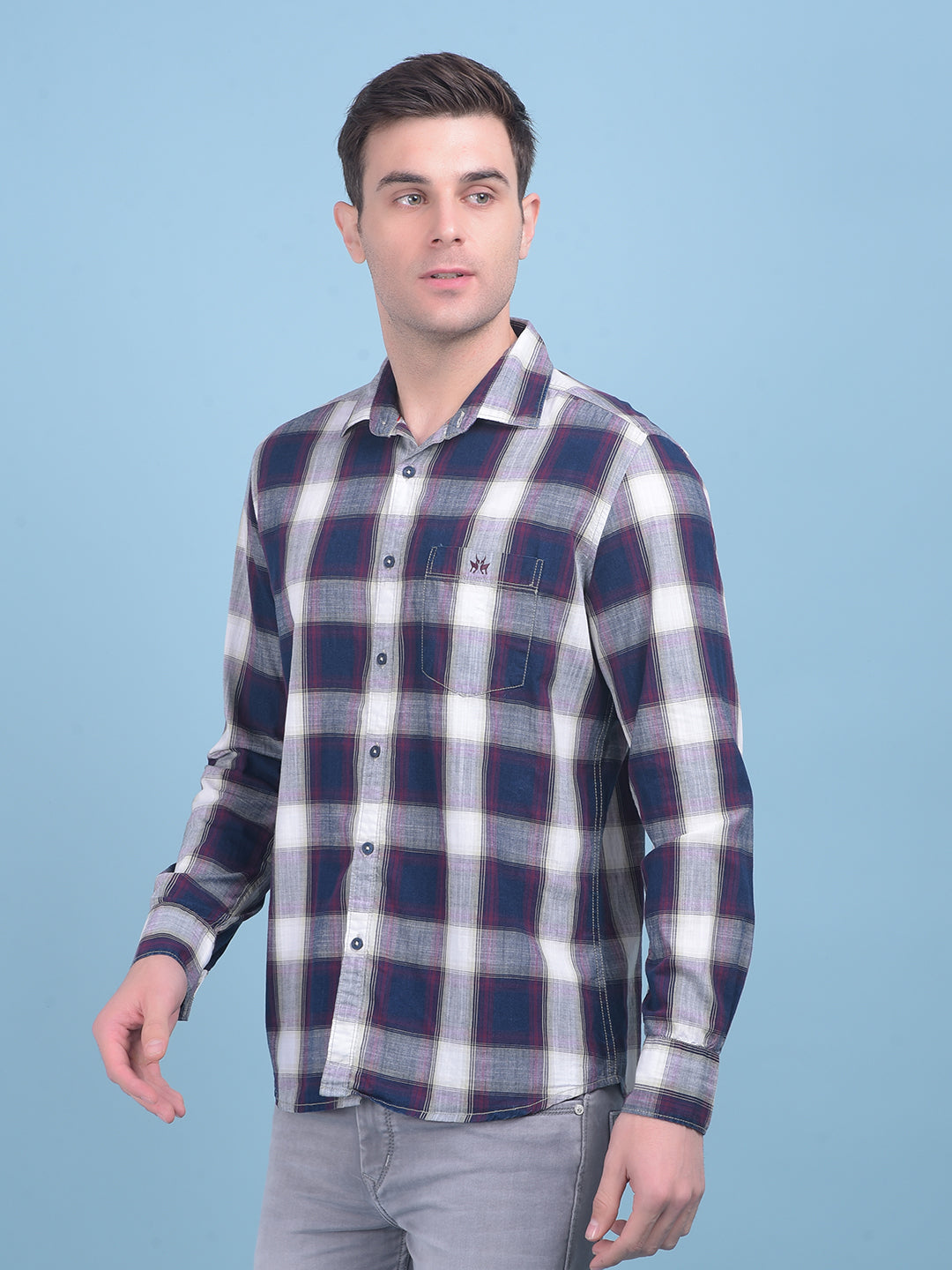 Wine Tartan Check 100% Cotton Shirt-Men Shirts-Crimsoune Club