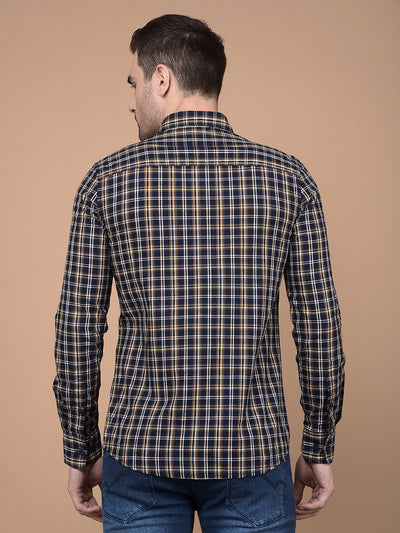 Mustard Checked 100% Cotton Shirt-Men Shirts-Crimsoune Club