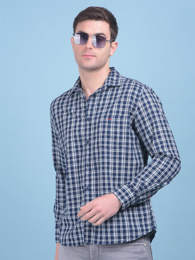 White Tartan Check 100% Cotton Shirt-Men Shirts-Crimsoune Club