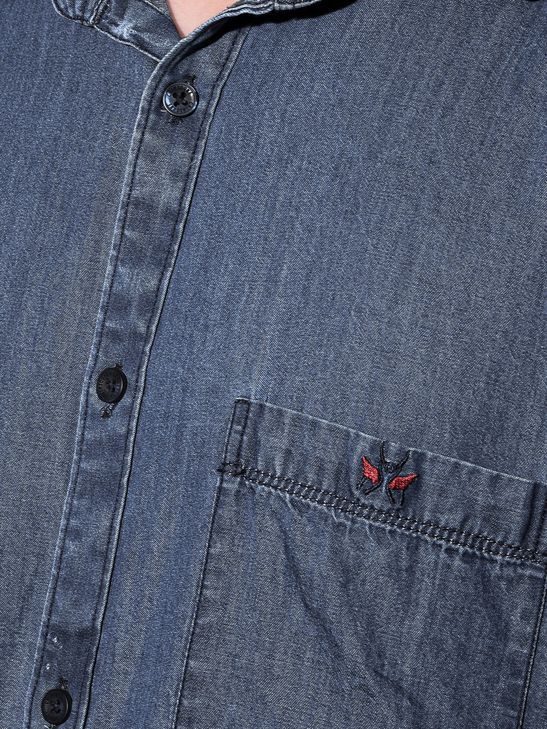 Blue 100% Cotton Denim Shirt-Men Shirts-Crimsoune Club