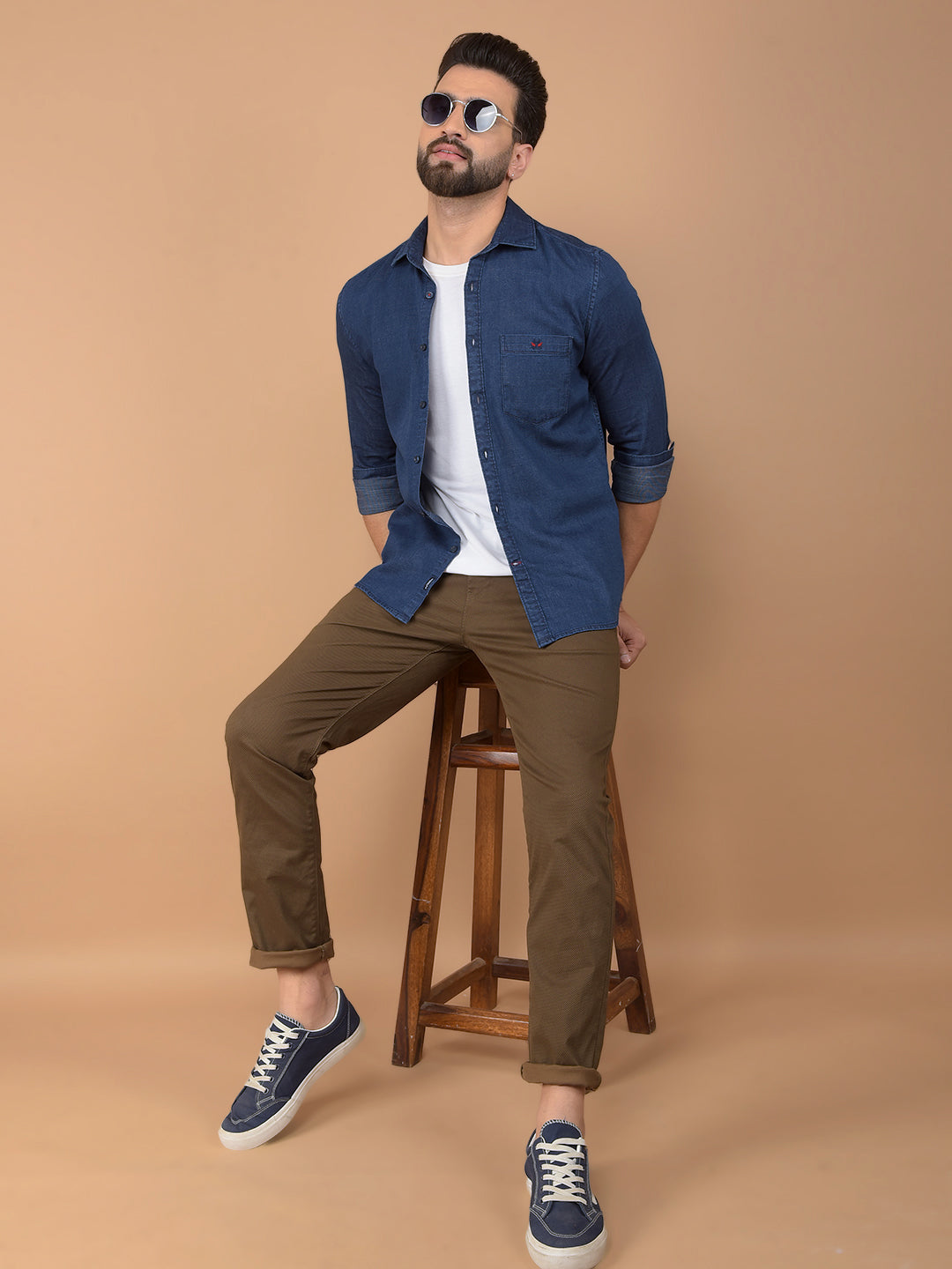 Blue 100% Cotton Denim Shirt – Crimsoune Club