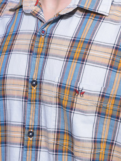 Peach Tartan Check 100% Cotton Shirt-Men Shirts-Crimsoune Club