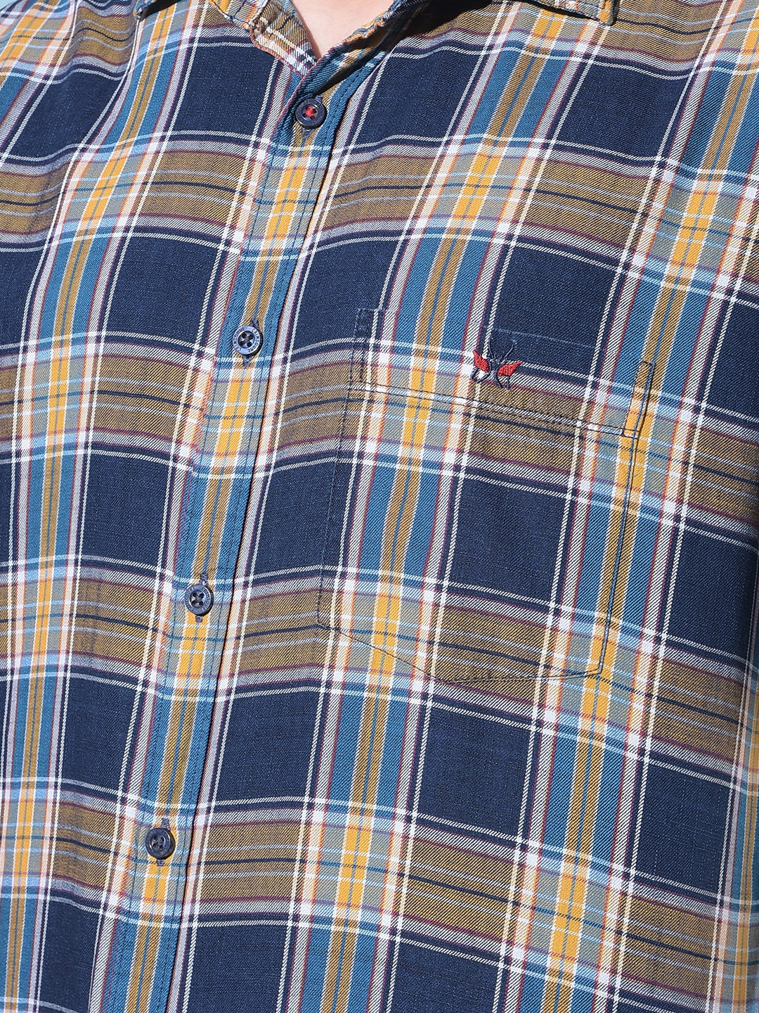 Mustard Tartan Check 100% Cotton Shirt-Men Shirts-Crimsoune Club