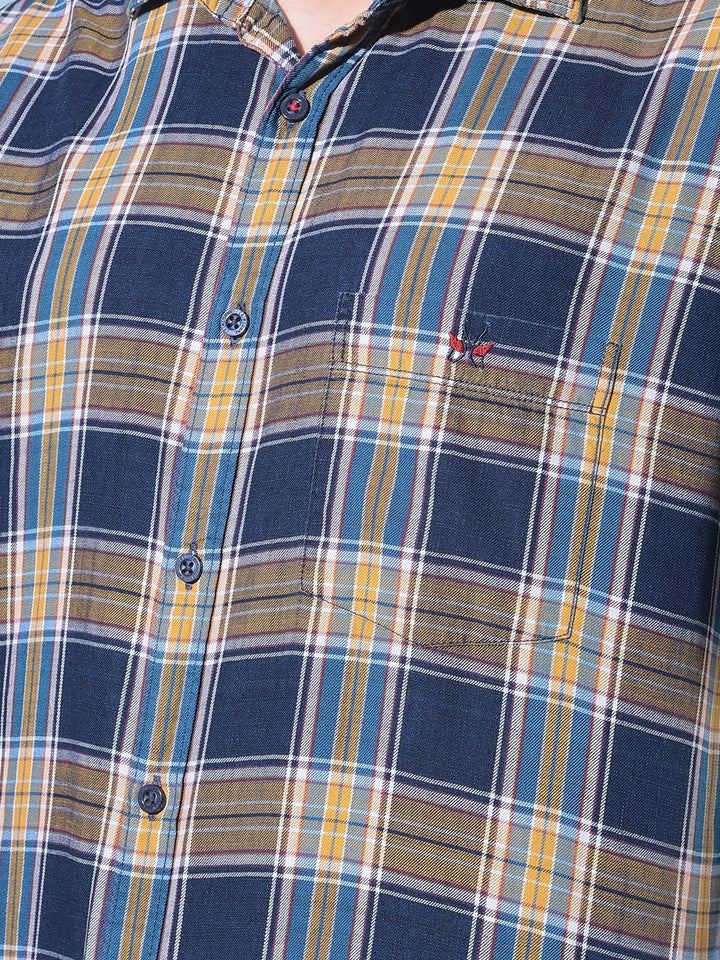 Mustard Tartan Check 100% Cotton Shirt-Men Shirts-Crimsoune Club