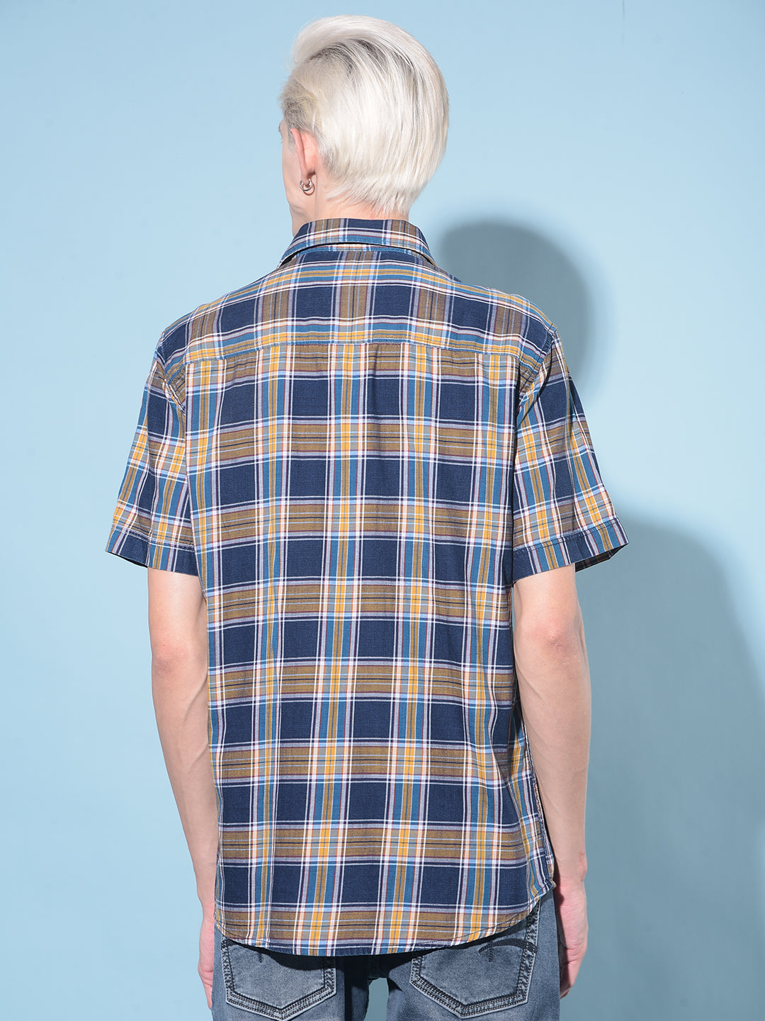 Mustard Tartan Check 100% Cotton Shirt-Men Shirts-Crimsoune Club