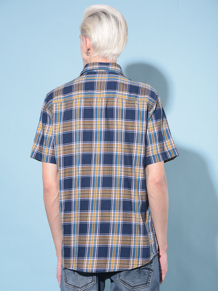Mustard Tartan Check 100% Cotton Shirt-Men Shirts-Crimsoune Club