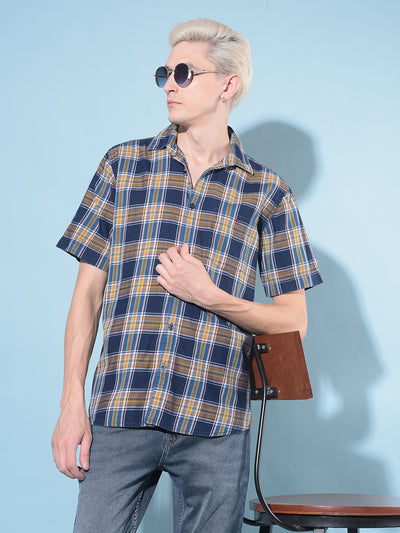 Mustard Tartan Check 100% Cotton Shirt-Men Shirts-Crimsoune Club