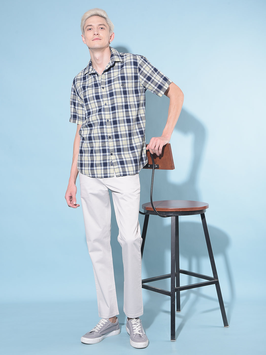 Yellow Tartan Check 100% Cotton Shirt-Men Shirts-Crimsoune Club