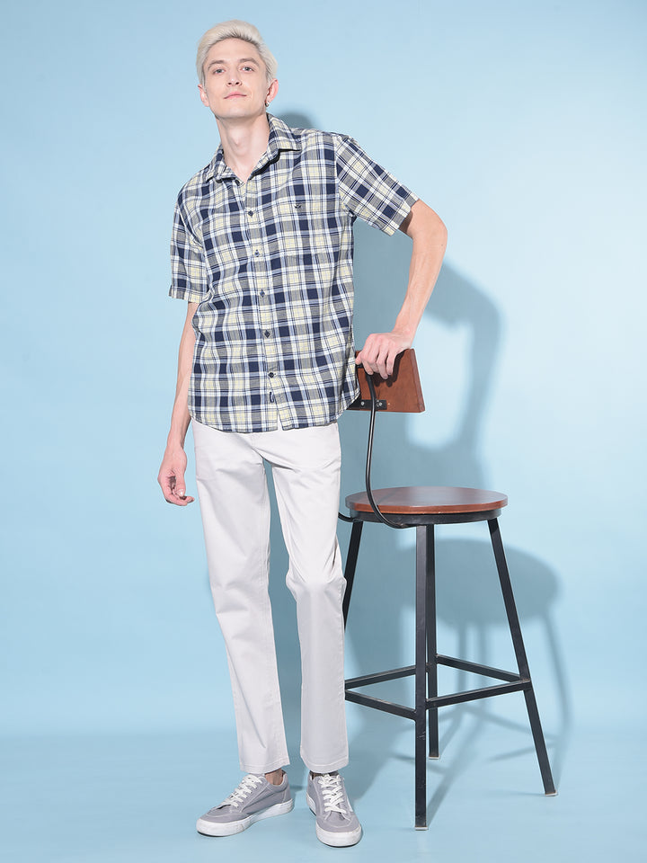 Yellow Tartan Check 100% Cotton Shirt-Men Shirts-Crimsoune Club