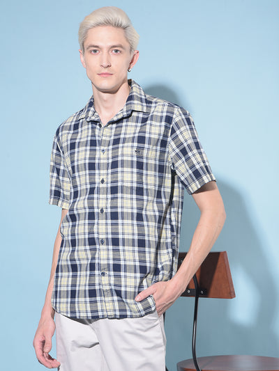 Yellow Tartan Check 100% Cotton Shirt-Men Shirts-Crimsoune Club