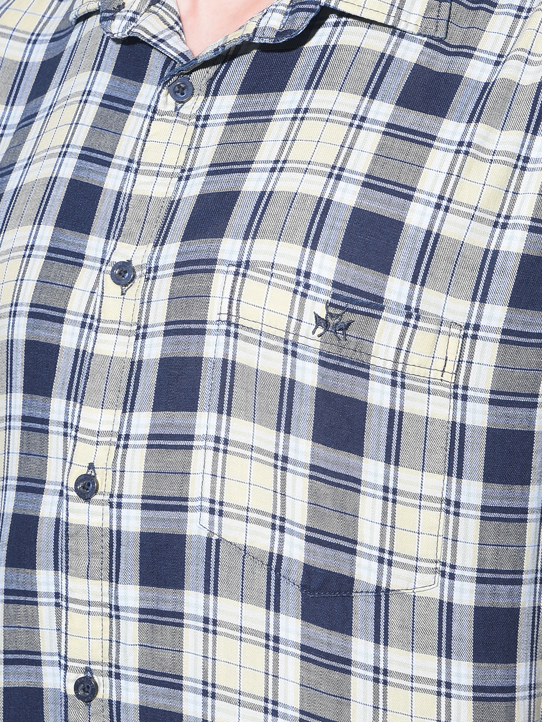 Yellow Tartan Check 100% Cotton Shirt-Men Shirts-Crimsoune Club