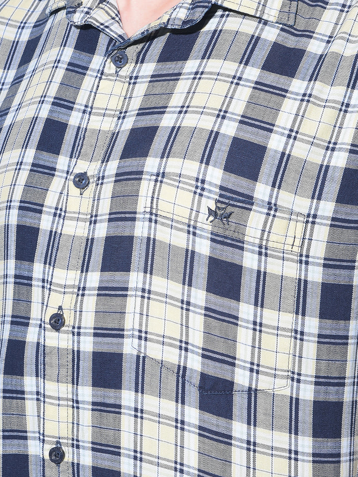 Yellow Tartan Check 100% Cotton Shirt-Men Shirts-Crimsoune Club
