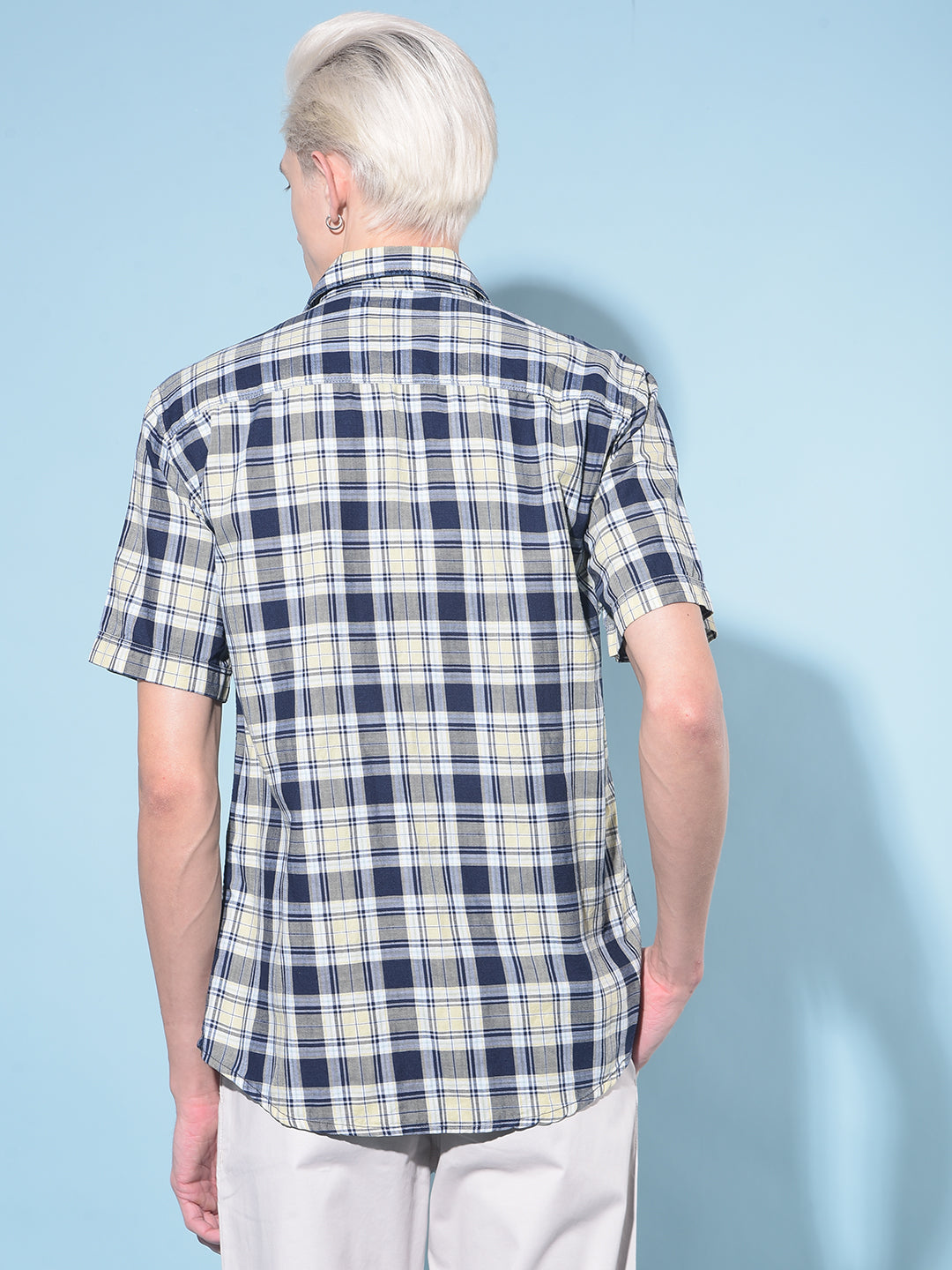 Yellow Tartan Check 100% Cotton Shirt-Men Shirts-Crimsoune Club