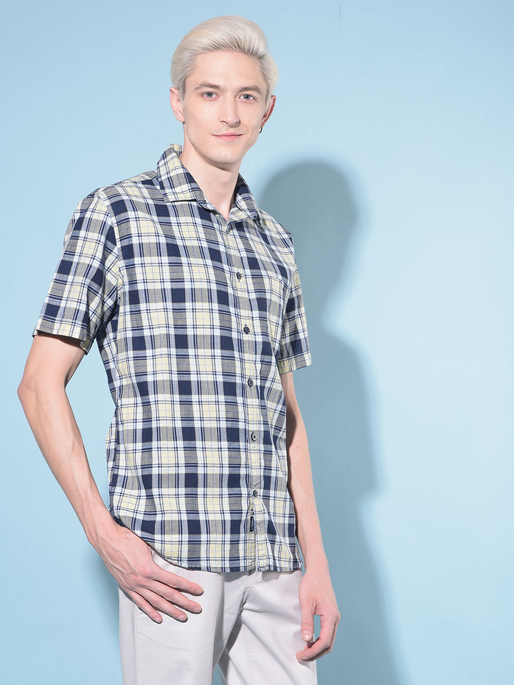 Yellow Tartan Check 100% Cotton Shirt-Men Shirts-Crimsoune Club