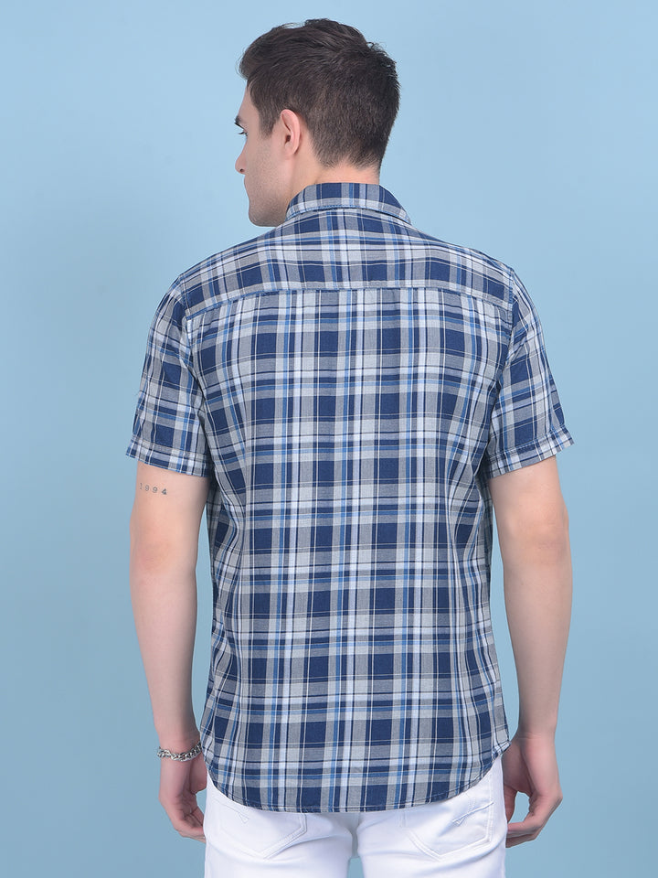 Grey Tartan Check 100% Cotton Shirt-Men Shirts-Crimsoune Club