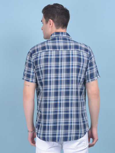 Grey Tartan Check 100% Cotton Shirt-Men Shirts-Crimsoune Club