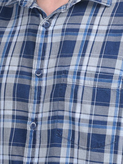 Grey Tartan Check 100% Cotton Shirt-Men Shirts-Crimsoune Club