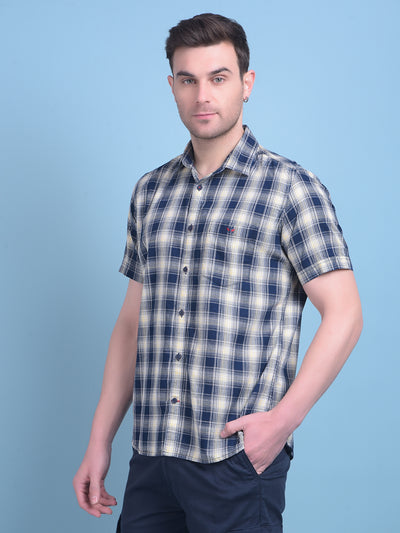 Yellow Tartan Check 100% Cotton Shirt-Men Shirts-Crimsoune Club