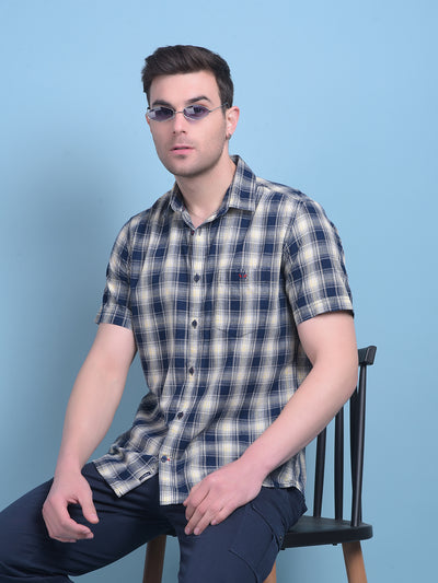 Yellow Tartan Check 100% Cotton Shirt-Men Shirts-Crimsoune Club