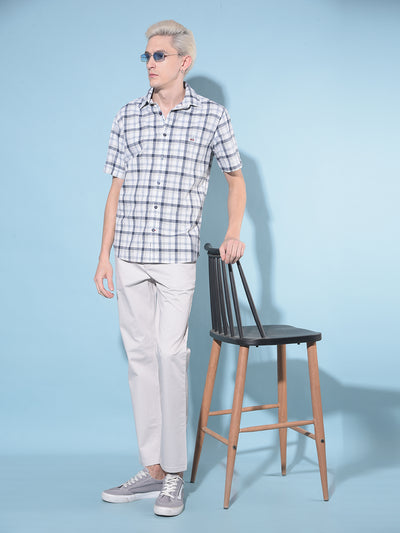 White Tartan Check 100% Cotton Shirt-Men Shirts-Crimsoune Club