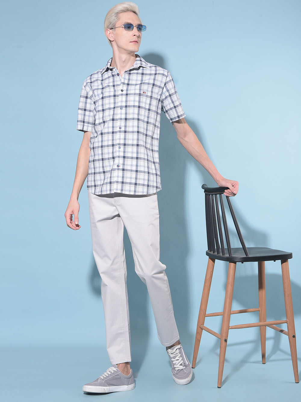 White Tartan Check 100% Cotton Shirt-Men Shirts-Crimsoune Club