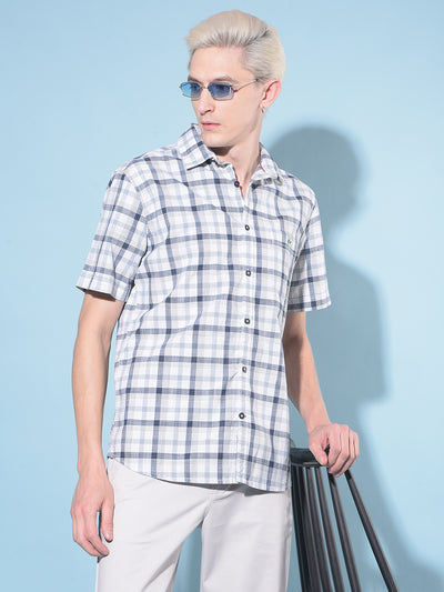 White Tartan Check 100% Cotton Shirt-Men Shirts-Crimsoune Club