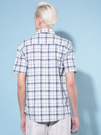 White Tartan Check 100% Cotton Shirt-Men Shirts-Crimsoune Club