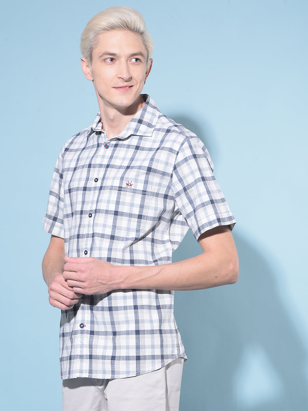 White Tartan Check 100% Cotton Shirt-Men Shirts-Crimsoune Club