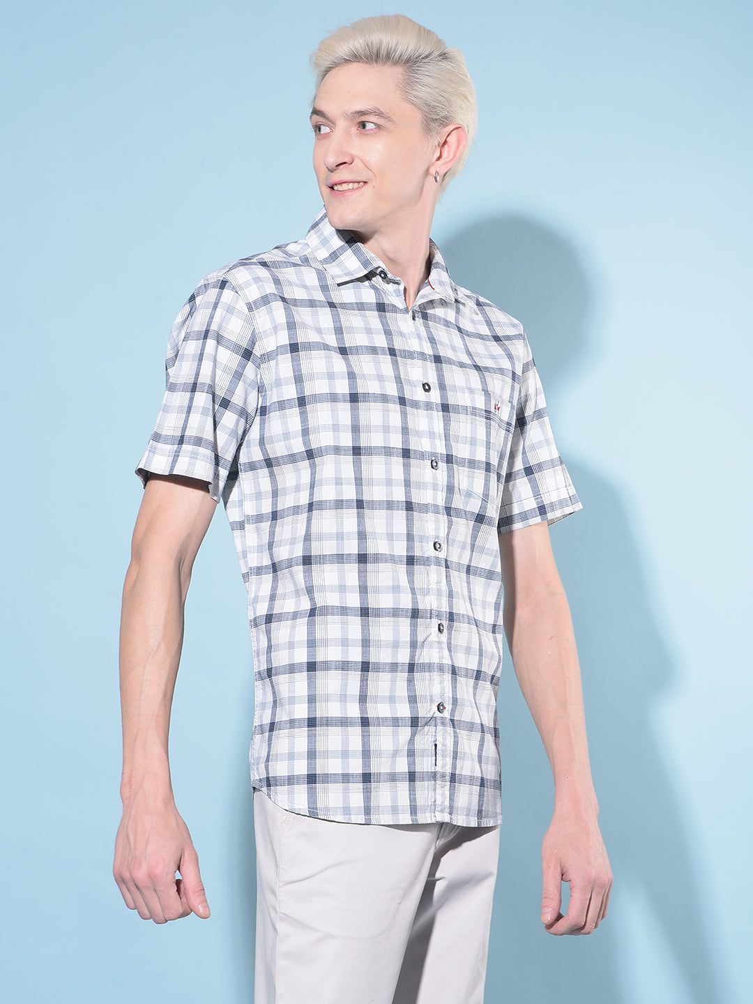 White Tartan Check 100% Cotton Shirt-Men Shirts-Crimsoune Club