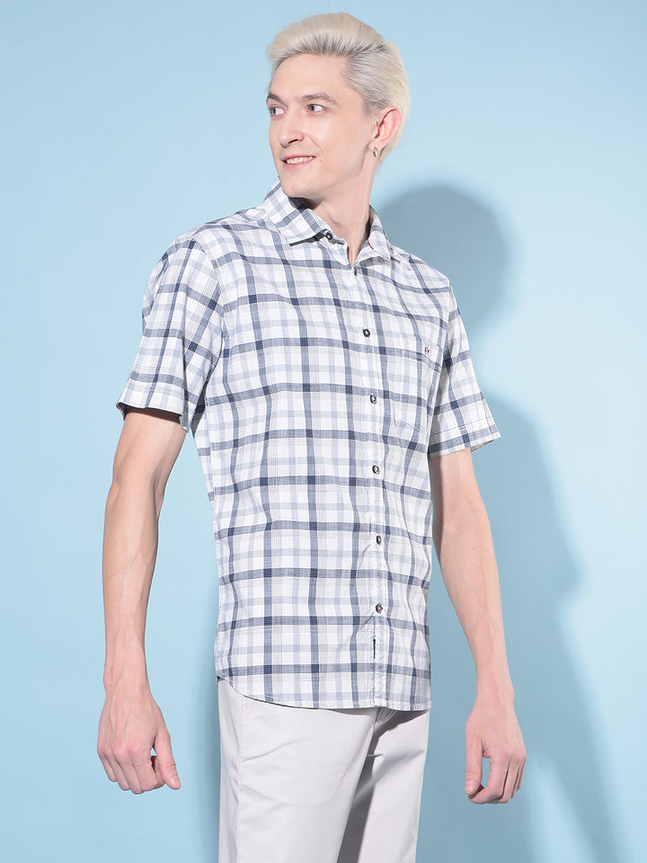 White Tartan Check 100% Cotton Shirt-Men Shirts-Crimsoune Club