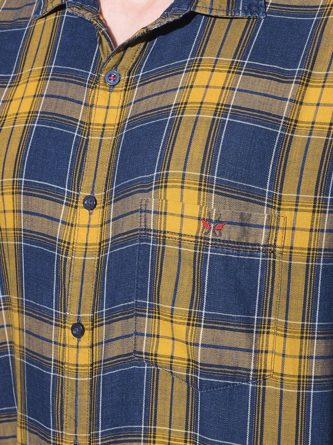 Mustard Tartan Check 100% Cotton Shirt-Men Shirts-Crimsoune Club
