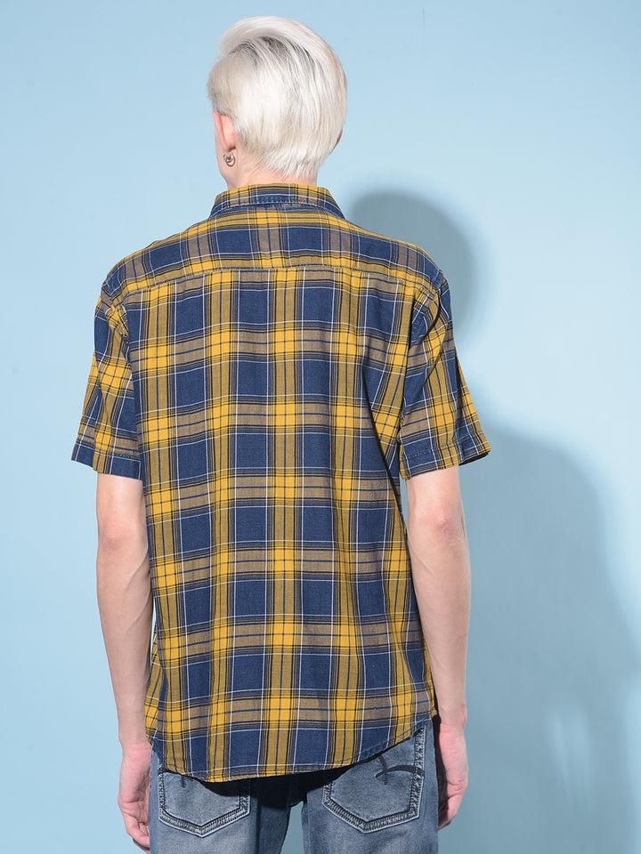 Mustard Tartan Check 100% Cotton Shirt-Men Shirts-Crimsoune Club