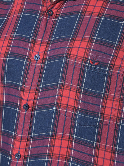 Red Tartan Check 100% Cotton Shirt-Men Shirts-Crimsoune Club