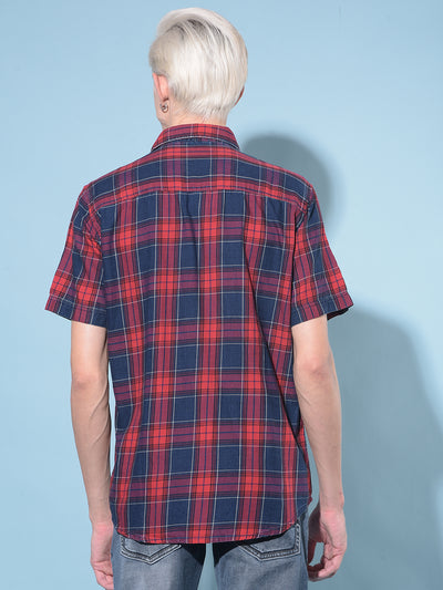 Red Tartan Check 100% Cotton Shirt-Men Shirts-Crimsoune Club