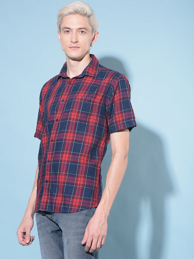 Red Tartan Check 100% Cotton Shirt-Men Shirts-Crimsoune Club