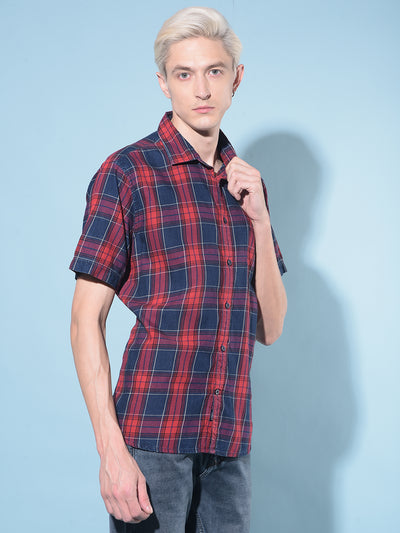 Red Tartan Check 100% Cotton Shirt-Men Shirts-Crimsoune Club