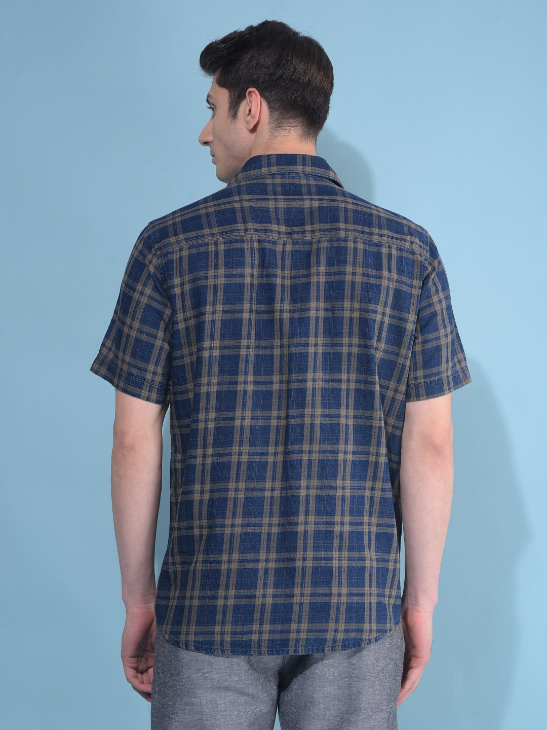 Olive Tartan Check 100% Cotton Shirt-Men Shirts-Crimsoune Club